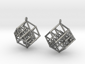Tesseracts Earrings in Natural Silver