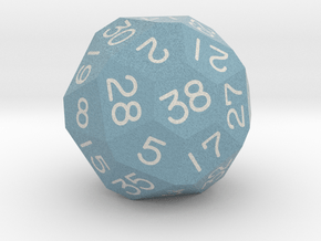 Sixfold Polyhedral d38 (Dull Blue) in Natural Full Color Sandstone