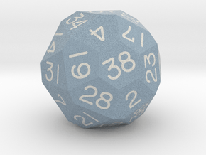 Sixfold Polyhedral d38 (Dull Blue) in Natural Full Color Nylon 12 (MJF)