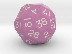 Sixfold Polyhedral d38 (Dark Pink) in Natural Full Color Sandstone