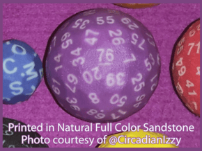 d76 Sphere Dice "Trombones" in Natural Full Color Sandstone