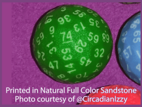 d74 Sphere Dice "Galatea" in Natural Full Color Sandstone