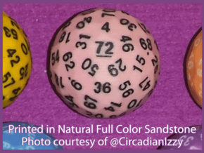 d72 Sphere Dice "Six Dozen" in Natural Full Color Sandstone
