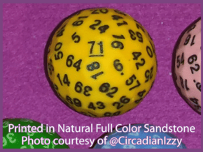 d71 Sphere Dice "Moonshine" in Natural Full Color Sandstone