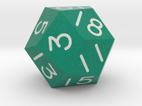 Threefold Polyhedral d18 (British Racing Green) in Natural Full Color Nylon 12 (MJF)
