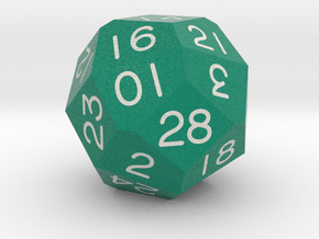 Fourfold Polyhedral d28 (British Racing Green) in Natural Full Color Sandstone