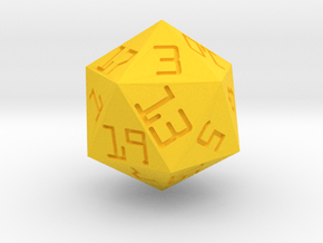 Programmer's D20 in Yellow Smooth Versatile Plastic: Small