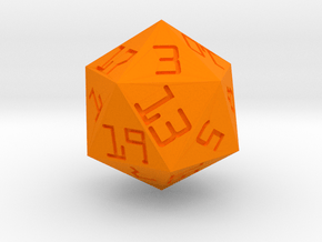 Programmer's D20 in Orange Smooth Versatile Plastic: Small