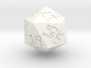 Programmer's D20 (spindown) in White Smooth Versatile Plastic: Small