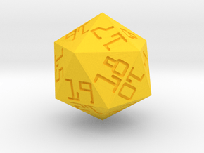 Programmer's D20 (spindown) in Yellow Smooth Versatile Plastic: Small