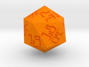 Programmer's D20 (spindown) in Orange Smooth Versatile Plastic: Small