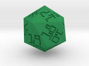 Programmer's D20 (spindown) in Green Smooth Versatile Plastic: Small