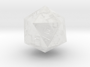 Programmer's D20 (spindown) in Clear Ultra Fine Detail Plastic: Small