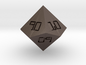 Programmer's D10 (tens) in Polished Bronzed-Silver Steel: Large