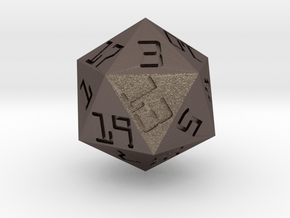 Programmer's D20 in Polished Bronzed-Silver Steel: Large