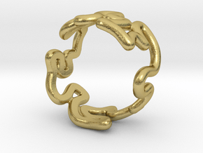 Squiggle Ring 1 (Size 6 - 10.5) in Natural Brass: 6 / 51.5