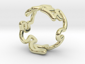 Squiggle Ring 1 (Size 6 - 10.5) in 14k Gold Plated Brass: 6 / 51.5