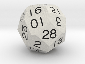 Fourfold Polyhedral d28 (White) in Natural Full Color Sandstone