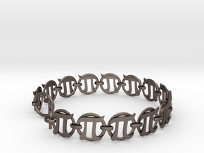 Pi 9 to 10 inch Braclet in Polished Bronzed-Silver Steel