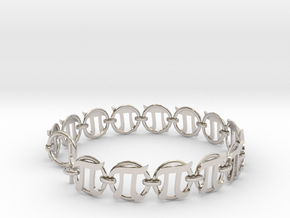 Pi 9 to 10 inch Braclet in Rhodium Plated Brass