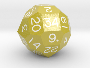 Fourfold Polyhedral d34 (Goldenrod) in Smooth Full Color Nylon 12 (MJF)