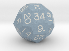 Fourfold Polyhedral d34 (Dull Blue) in Natural Full Color Sandstone