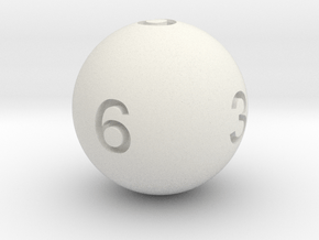 Sphere D6 in White Natural Versatile Plastic: Small