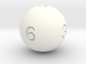 Sphere D6 in White Smooth Versatile Plastic: Small