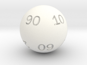 Sphere D10 (tens) in White Smooth Versatile Plastic: Small