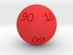 Sphere D10 (tens) in Red Smooth Versatile Plastic: Small