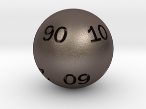 Sphere D10 (tens) in Polished Bronzed-Silver Steel: Large