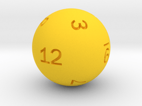 Sphere D12 (rhombic) in Yellow Smooth Versatile Plastic: Small