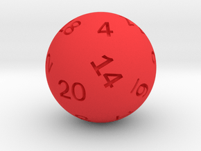Sphere D20 in Red Smooth Versatile Plastic: Small