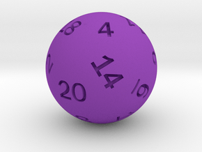 Sphere D20 in Purple Smooth Versatile Plastic: Small