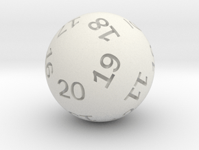 Sphere D20 (spindown) in White Natural Versatile Plastic: Small