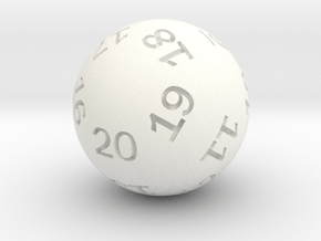 Sphere D20 (spindown) in White Smooth Versatile Plastic: Small