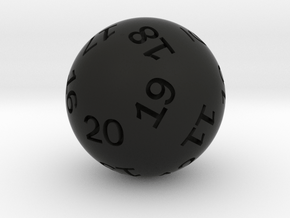 Sphere D20 (spindown) in Black Smooth Versatile Plastic: Small
