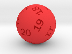 Sphere D20 (spindown) in Red Smooth Versatile Plastic: Small