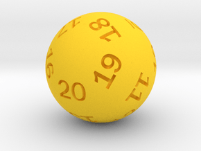 Sphere D20 (spindown) in Yellow Smooth Versatile Plastic: Small