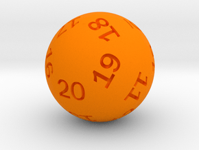 Sphere D20 (spindown) in Orange Smooth Versatile Plastic: Small