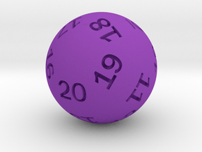 Sphere D20 (spindown) in Purple Smooth Versatile Plastic: Small