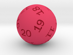 Sphere D20 (spindown) in Pink Smooth Versatile Plastic: Small