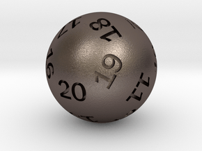 Sphere D20 (spindown) in Polished Bronzed-Silver Steel: Large
