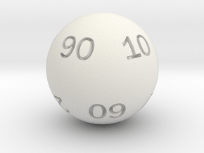Sphere D10 (tens) in White Natural Versatile Plastic: Small