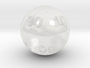 Sphere D10 (tens) in Clear Ultra Fine Detail Plastic: Small