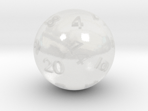 Sphere D20 in Clear Ultra Fine Detail Plastic: Small