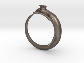 King lizard ring in Polished Bronzed Silver Steel