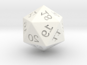 Mirror D20 (spindown) in White Smooth Versatile Plastic: Small