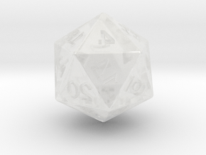 Mirror D20 in Clear Ultra Fine Detail Plastic: Small