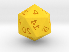 Mirror D20 in Yellow Smooth Versatile Plastic: Small